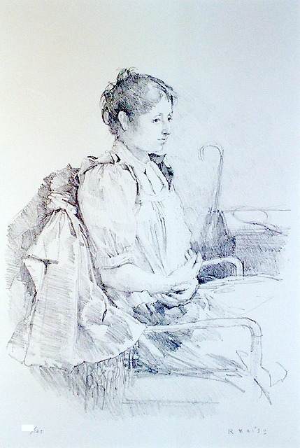 小磯良平 画室の女 1976年 絵画（リトグラフ）作品